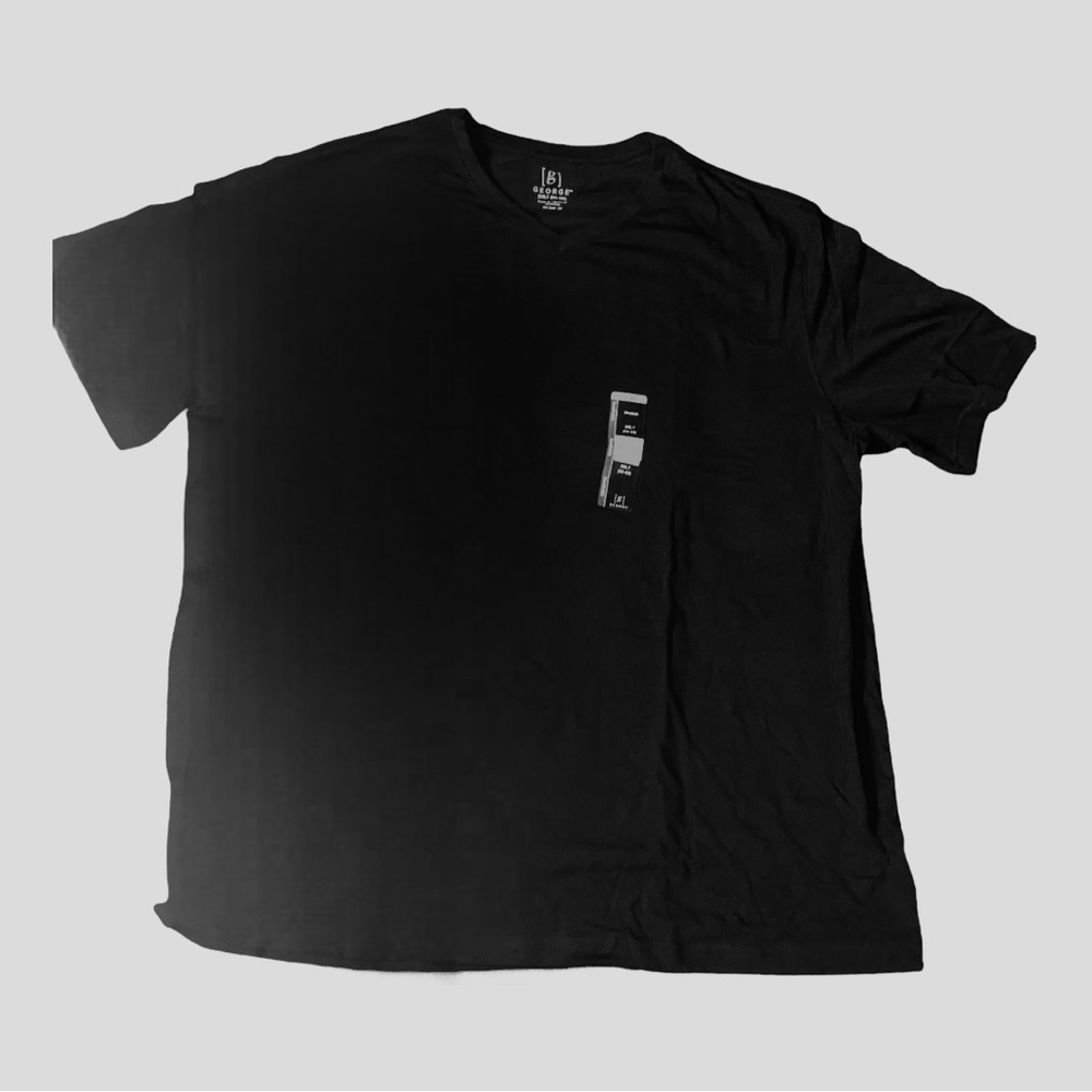 T-shirt, Short Sleeve V-neck, Black, Men’s 2XLT (50-52), George, New w/Tags